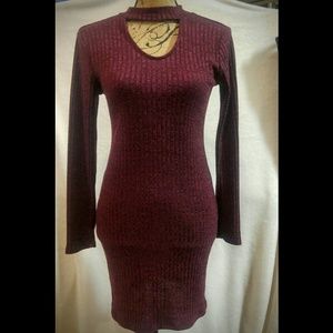 🔴Derek Heart Ribbed Choker Cut out Dress